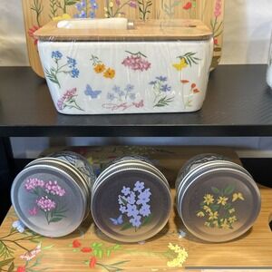 Dolly Parton Wildflowers Spring Collection- Ceramic Butter Dish & 3 Small Jars